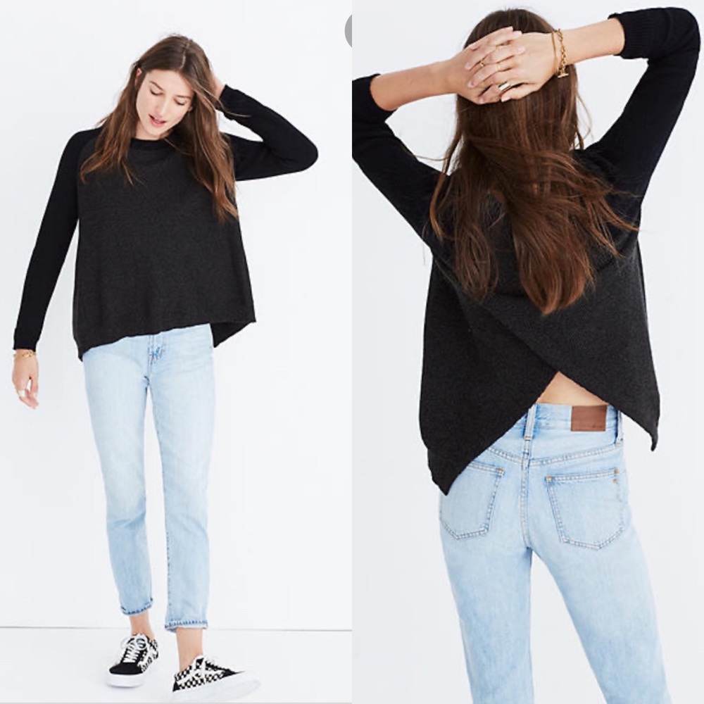 Madewell Sz Sm Cross-Back Sweater in Colorblock - Picture 1 of 4
